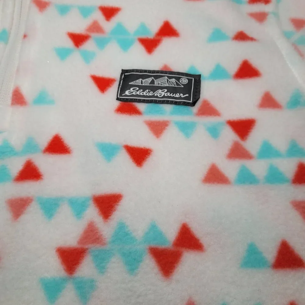 Eddie Bauer Youth Quest Fleece 1/4-Zip Pullover Triangle Print Large Aztec - Picture 4 of 12